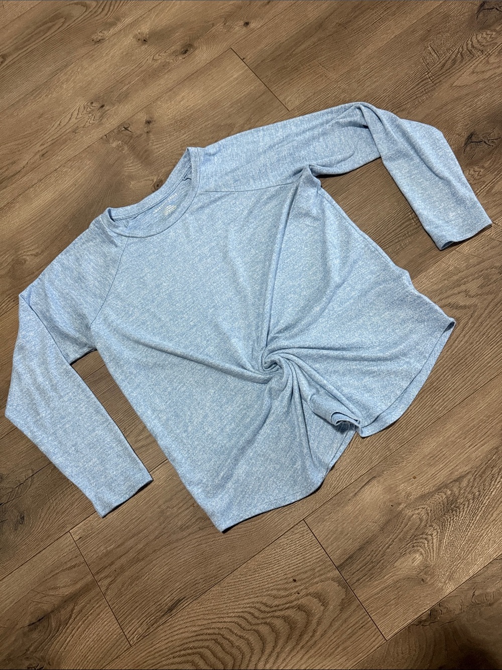American Eagle Outfitters Light Heather Blue Long Sleeve Crewneck Top
